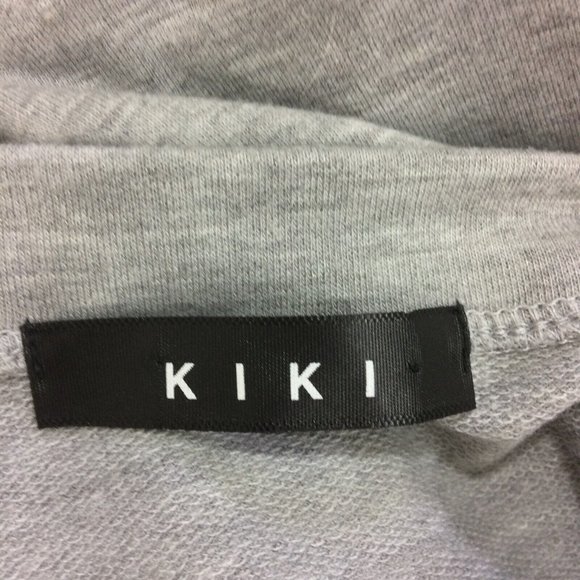 Kiki Women's Shirt Dress Gray Bird Sequin Appliqué Short Balloon Sleeves Medium - Picture 6 of 7